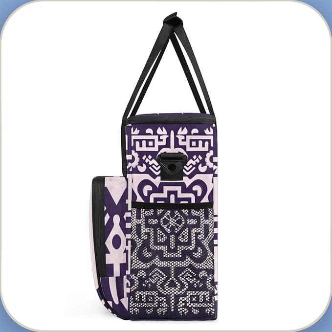 Geometry Aztec Pattern Coffee Maker Carrying Bag Vintage Mandala Travel Storage Bag Compatible with K-Mini or K-Mini Plus Single Serve Coffee Brewer Carrying Case with Pockets &amp Shoulder Strap
