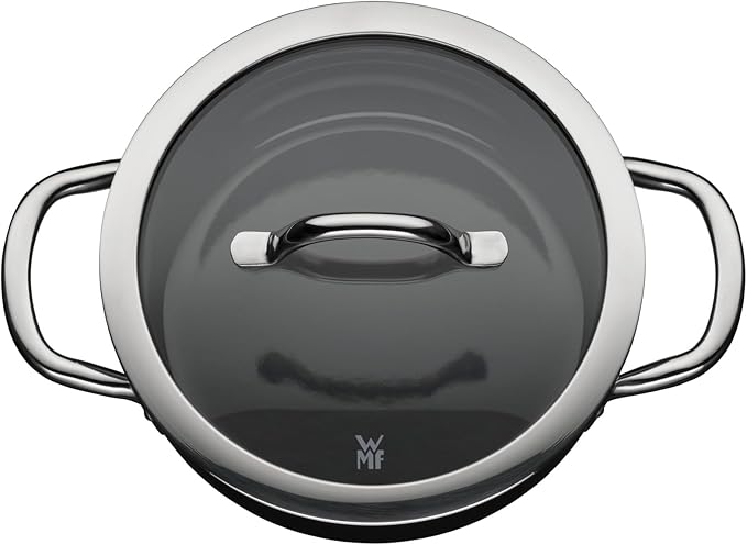 WMF Fusiontec Inspire 3-Piece Saucepan Set Black High-Tech Ceramic Induction Includes 3 Pots and 1 Glass Lid
