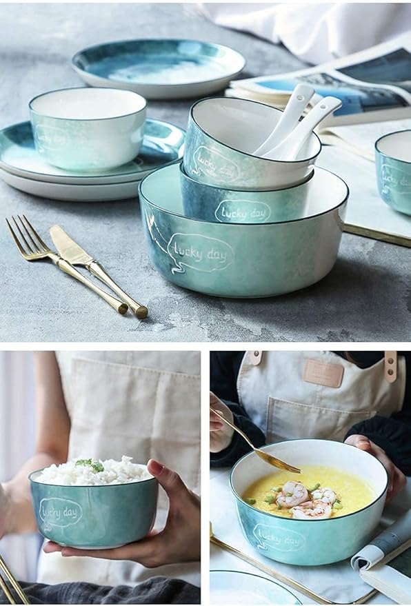 Nordic Style Ceramics Dinnerware Set Simplicity Japanese-Style Dinner Sets Bowl/Plate/Dish Porcelain Combination Set For Home