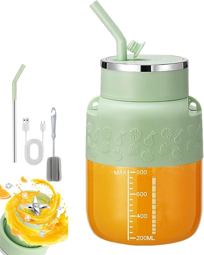 800 - Portable Blender 2025 New Portable Blender with 28oz Cup Lid Straw and Shoulder Strap for Traveling Outdoor Gym Office (Green)