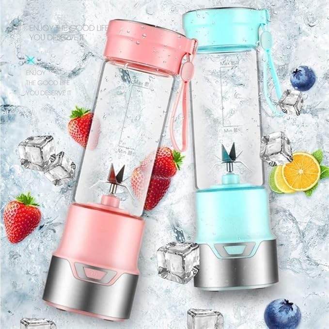 Portable Blender for Shakes and Smoothies USB Rechargeable Personal Blender with 6pcs 3D Blades Mini Blender for Travel Office and Sports (Color : Blue)