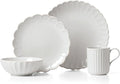 Lenox Dinnerware Set French Perle Scallop 4-Piece Place Setting Service For 1 Dinnerware Set Stoneware Includes Plates Bowl and Mug Dishwasher And Microwave Safe Dish Set (White 4 Piece)