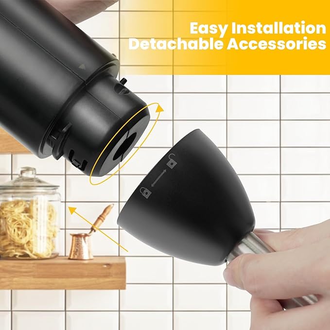 Immersion Blender Handheld Cordless Stick Stainless Steel Hand Held Blender Mixer with Egg Whisk for Soup Smoothie Puree Baby Food