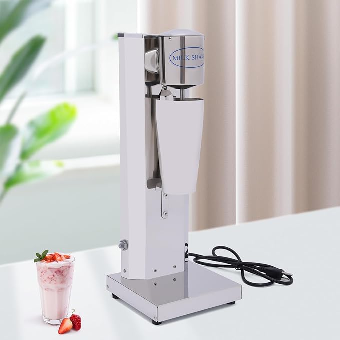 Electric Single Head Milk Shaker180W 2 Speed Adjustable Stainless Steel Silver Commercial Drink Mixer With 1Stainless Steel Cup＆1Clear PP CupSmoothie Malt For Cocktail Tea Coffee