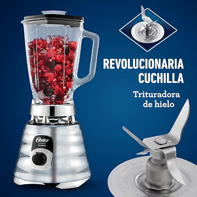 Oster Original 3 Speed Chrome Blender 6 Times more Durable Motor 10 Times Stronger 5 Cup Glass Jar