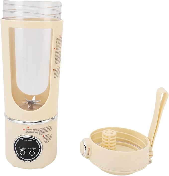 Asixxsix Portable Blender 700ML Leakproof Lid Rechargeable Smoothie Blender Travel with 1500mAh Battery for Travel Gym Home Office (Beige)