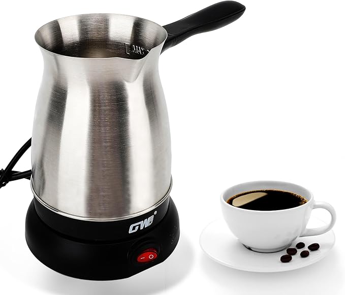 Yunir 600ML Electric Coffee Maker 6 Cup Stainless Steel Coffee Pot portable Anti Slip Coffee Maker Kettle for Brewing Coffee Milk Tea