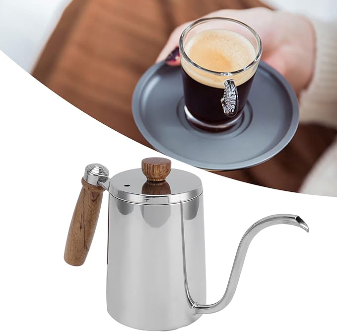 EVTSCAN Pour Over Kettle 5Pcs/Set Pour Over Coffee Maker Set Brewing Drip Coffee Coffee Pot Filter Funnel Kit Gift(Sliver)