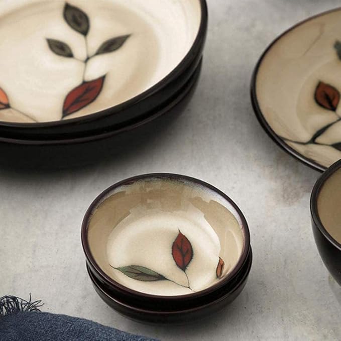 Dinnerware Sets Dish SetShabby Vintage Leaf Pattern Porcelain 18 Pieces Plates Bowls Combination
