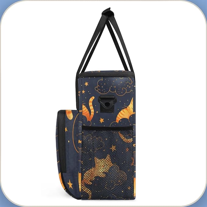 Sleeping Cats Coffee Maker Travel Bag for Keurig K-Mini/K-Mini Plus Insulated Waterproof Tote with Pockets for K-Cup Portable Single-Serve Brewer Case