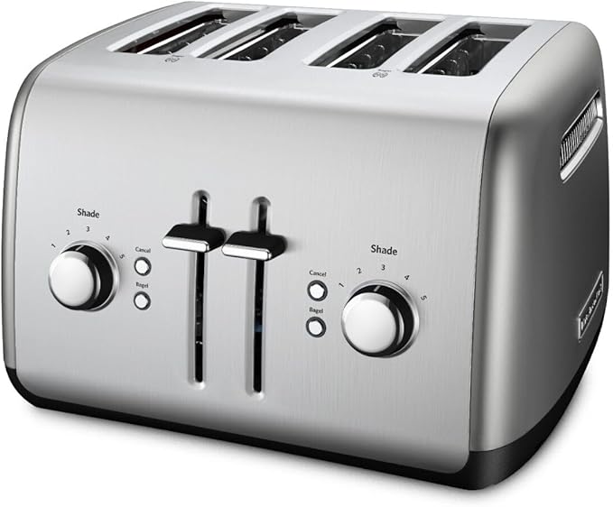 KitchenAid 4-Slice Toaster and 5-Speed Hand Mixer Bundle - KMT4115 and KHM512 Contour Silver