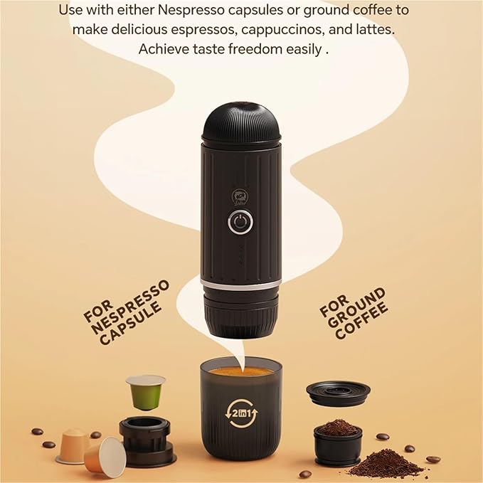 WL Portable Espresso Coffee Machine 19 Bar Automatic Heating Capsule &amp Ground Travel Coffee Maker Compatible With Camping Office