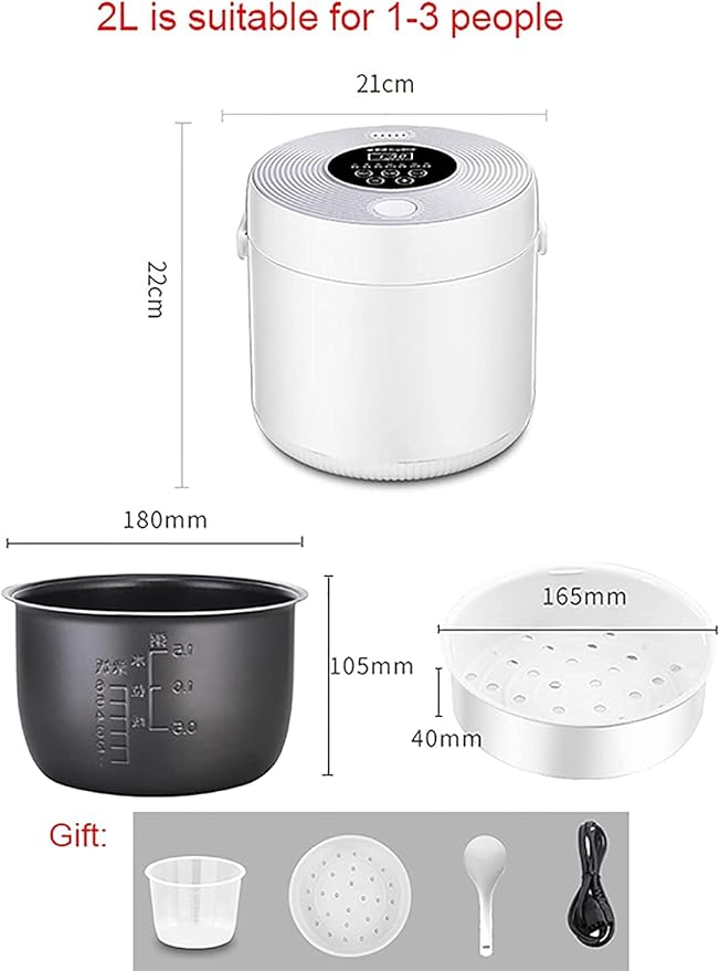 2L Mini Electric Rice Cooker Thermal Lunch Box Portable Meal Thermal Heating Food Container&ampWarmer