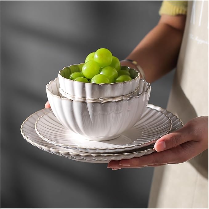 Dinner Sets White Ceramic Dinner Sets Bowl Dish Plates Porcelain Dinnerware Set For Household Hotel6people Set