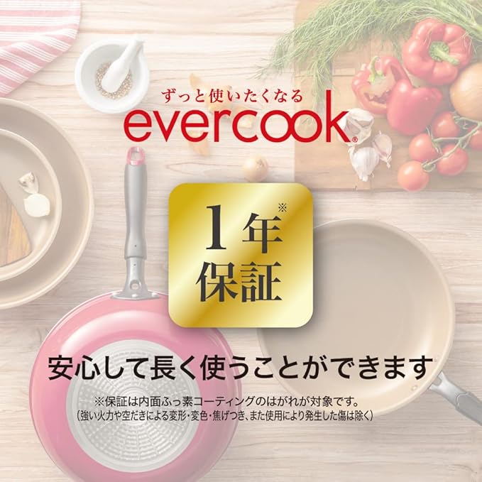 Evercook Frying Pan Set 6-Piece Set Removable Induction Compatible Binchotan Doshisha