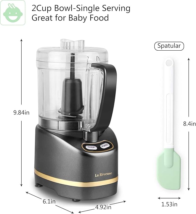 La Reveuse 250W Liberty Blender (Black) + La Reveuse 2-Cup Small Food Chopper (Metallic Grey)