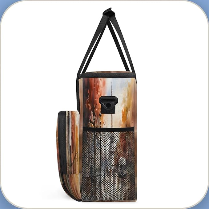 Eiffel Tower Painting Coffee Maker Travel Bag for K-Mini or K-Mini Plus Single Serve Coffee Brewer Portable Storage Tote Case for Tarvel