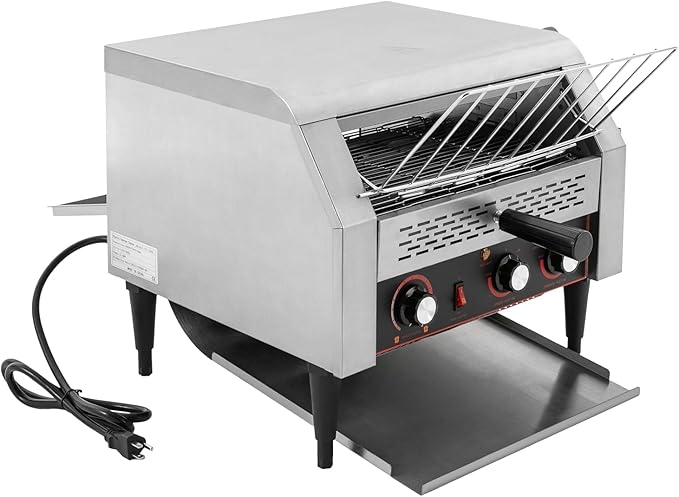 Commercial Conveyor Toaster 450 Slices/Hour Stainless Steel Heavy Duty Industrial Toasters 2400w Countertop Bread Toaster with Dual Temperature Control for Baked Food (TT-450-Dual)