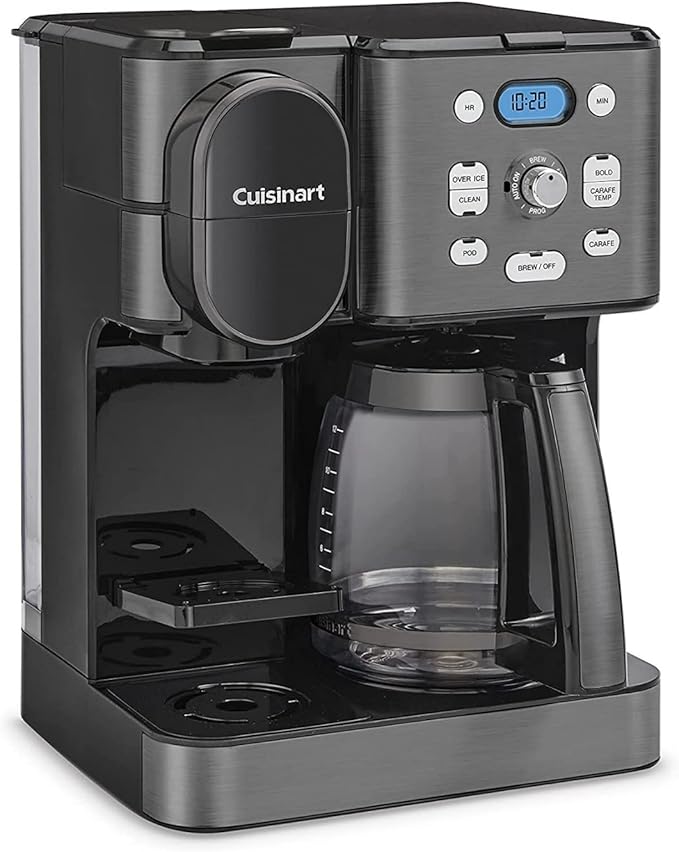 Cuisinart 12-Cup Coffee Maker Single-Serve Brewer Glass Carafe Automatic Hot &amp Iced Coffee Machine Brew Strength Control and Brew Pause SS-16BKS Black Stainless Steel
