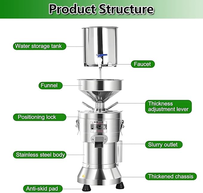 Automatic Stainless Steel Soybean Milk Maker Machine 1100W Commercial Soybean Milk Machine With Slag Separation For Restaurant Canteen Soymilk 25KG/H