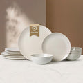 Ceramic Dinnerware Sets-12 Pieces Set Plates Pasta Bowls Soup Bowls Modern Stoneware Dishes Reaction Glaze Black (Sky white)