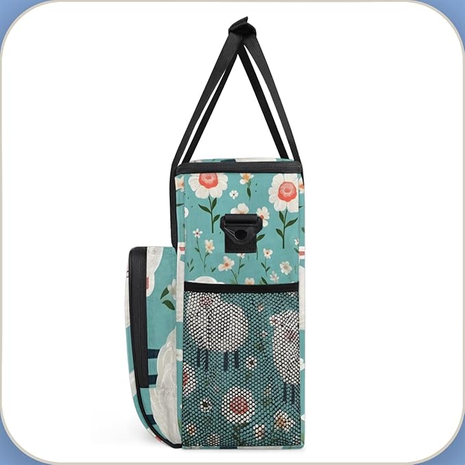 Sheep Flower Coffee Maker Carrying Bag Cute Sheep Travel Storage Bag Compatible with K-Mini or K-Mini Plus Single Serve Coffee Brewer Carrying Case with Multiple Pockets &amp Shoulder Strap