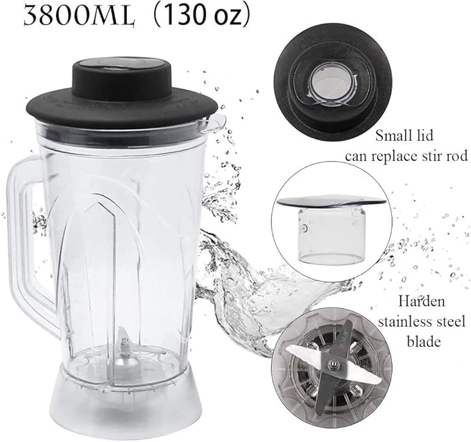 Huanyu Countertop Blender 130 oz 2800W with Speed Control Low Noise for Fruit Smoothie Ice Soy Milk Hot Soups Frozen Desserts Crush Mix Home Commercial G7400 3.9L (110V US Plug)