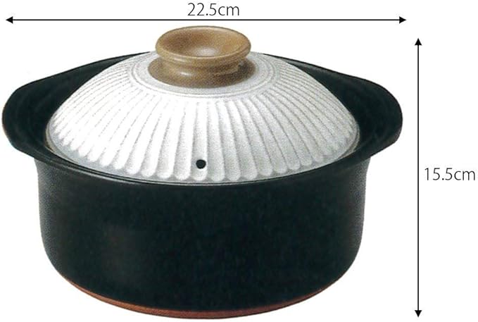 53-91171/2-981060 Rice Pot White 3 Cups Rice Pot 8.9 x 6.1 inches (22.5 x 15.5 cm) 5.9 fl oz (1700 cc) For Direct Fire Rice Cooking Rice Earthenware Pot Banko Ware