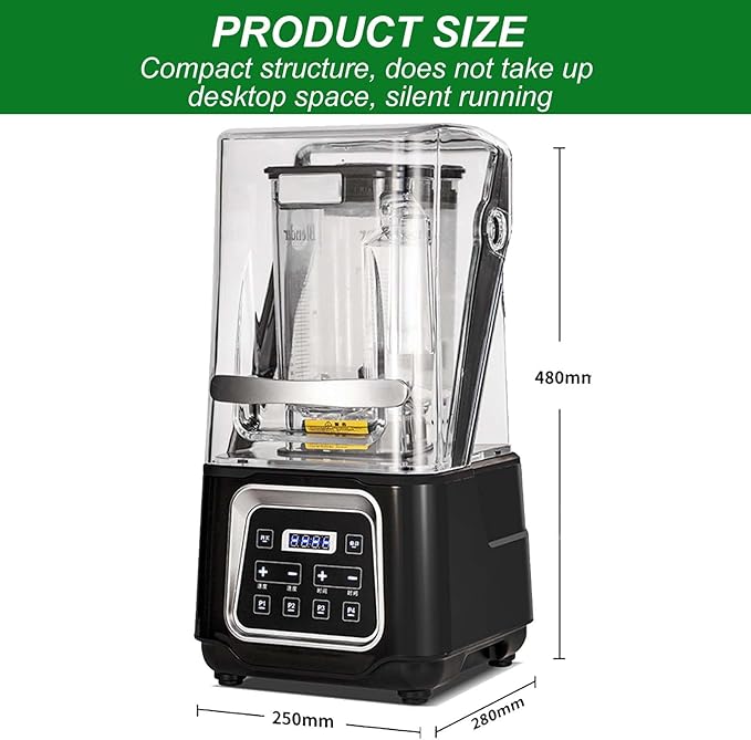 Professional Smoothie Blender 1.5L Large Capacity Cup Commercial Soundproof Quiet Fruit JuicerRemovable Soundproof Shield