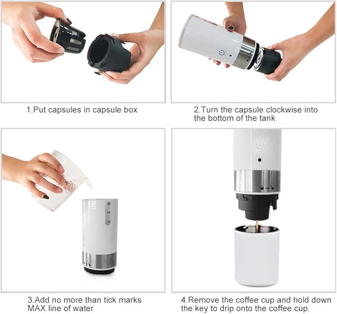 Portable Espresso Machine USB Coffee Maker Small Travel Coffee Machine(Size:9.96 * 2.95 * 2.95 in)