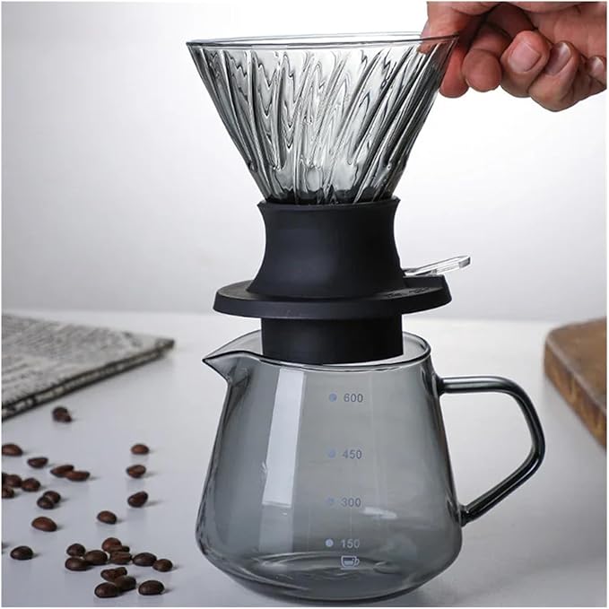 Immersion Dripper Coffee Maker Set Glass 02 Dripper Pour Over Coffee Making Set Immersion Dripper Switch Drip Coffee Accessories(V02 Set-Transprent)