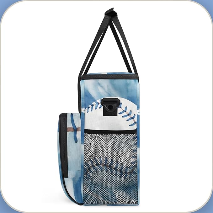 Oil Painting Baseball Coffee Maker Carrying Bag Cartoon Baseball Travel Storage Bag Compatible with K-Mini or K-Mini Plus Single Serve Coffee Brewer Carrying Case with Pockets &amp Shoulder Strap