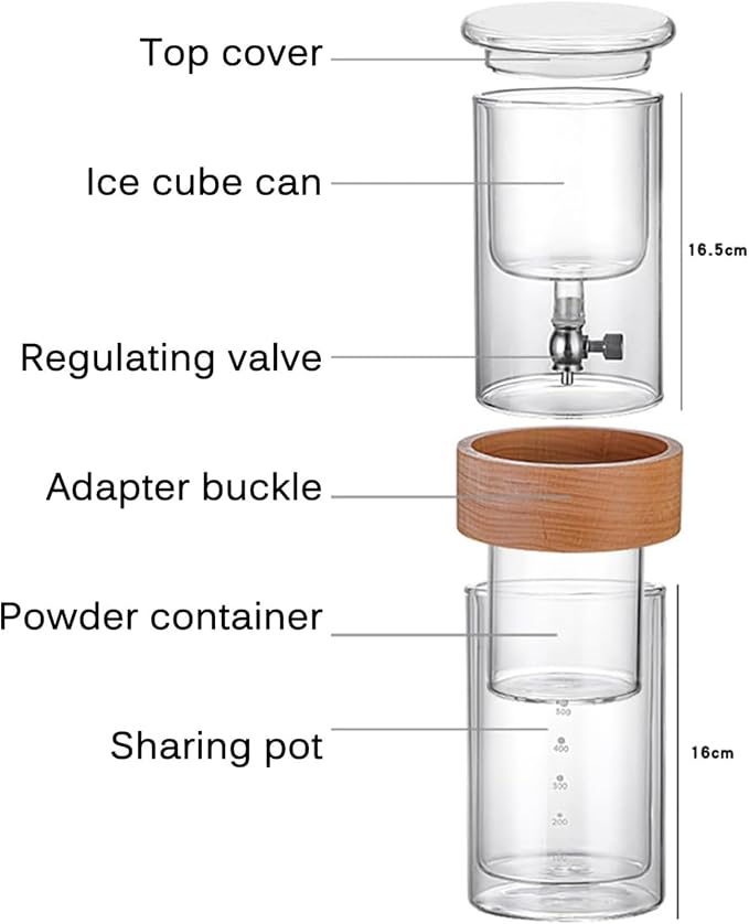 Ice Cold Brew Dripper Coffee Maker Cold Brew Coffee Maker Ice Drip Coffee Maker 500ml High Borosilicate Glass Removable Adjustable Drip Rate For Coffee Shop Home Office