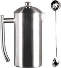 Frieling Double-Walled Stainless-Steel French Press Coffee Maker Brushed 23 Ounces Plus 18/10 Stainless Steel Coffee Scoop/Stirrer 2 TBLS
