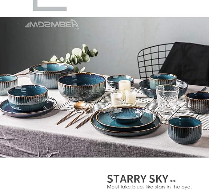 Dinnerware Sets - Luxury Gift Dishes Service Set Dinnerware Sets Stoneware Ceramic Dishes Porcelain Plates and Bowls Sets for 6 8 10 Luxury Bone China Dishware Sets- Dinner Sets(28Pcs)