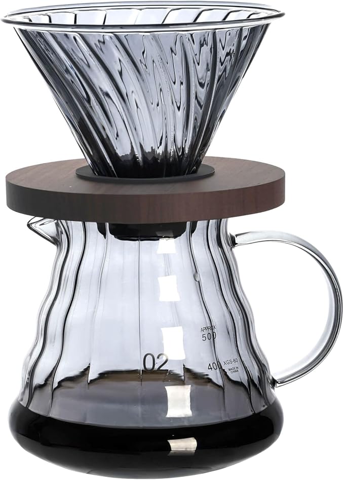 Unbreakable - Pour Over Coffee Maker 720ML/24OZ Heat Resistant Borosilicate Glass Dripper with Filter Holder BPA-Free Manual Coffee Brewer for Home and Office Use