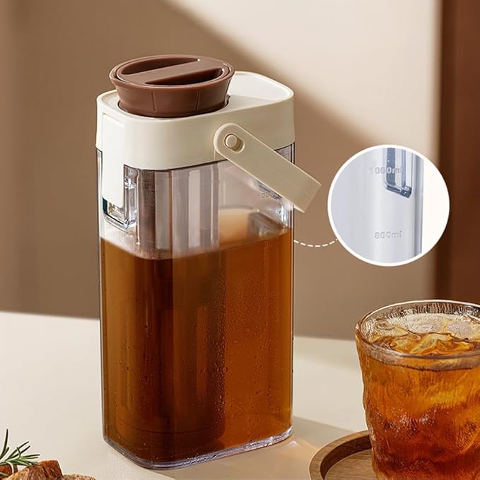 watchget Cold Brew Coffee Maker 1000ml/35oz Iced Tea and Coffee Brewer with Removable 350 Mesh Filter Portable Space-saving and Airtight Seal Pitcher for Home and Garden