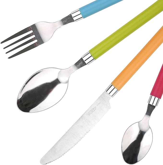 San Ignacio Set of 3 pans Ø16Ø20Ø24cm + 24Pc cutlery in stainless steel multicoloured