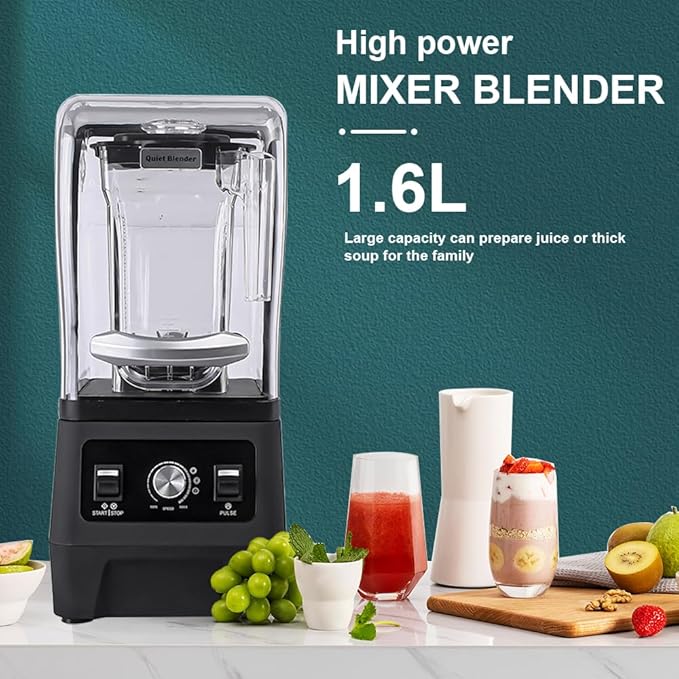 Professional Commercial Quiet Blender with Shield Quiet Sound Enclosure for Shakes and Smoothies
