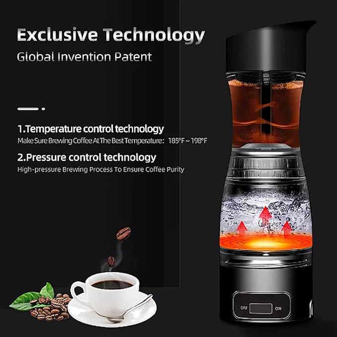 Car Coffee Machine 150ml Stainless Steel Portable Coffee Maker Dual Voltage Travel Coffee Brewer Fast Heating for Drivers Commuting Road Trips