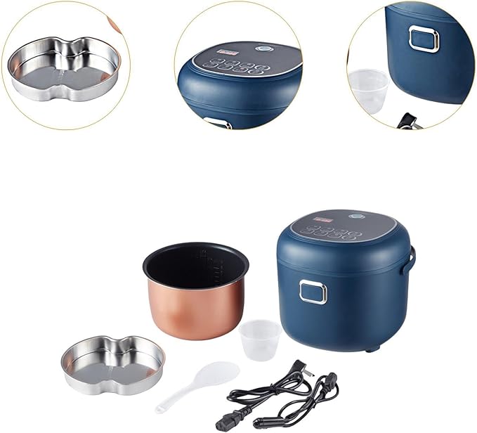 Electric Rice Cooker Rice Cooker for Car 2L Small with Six Pre Set Functions Food Steamer Travel Rice Cooker for Driving 24V(12V to 24V)