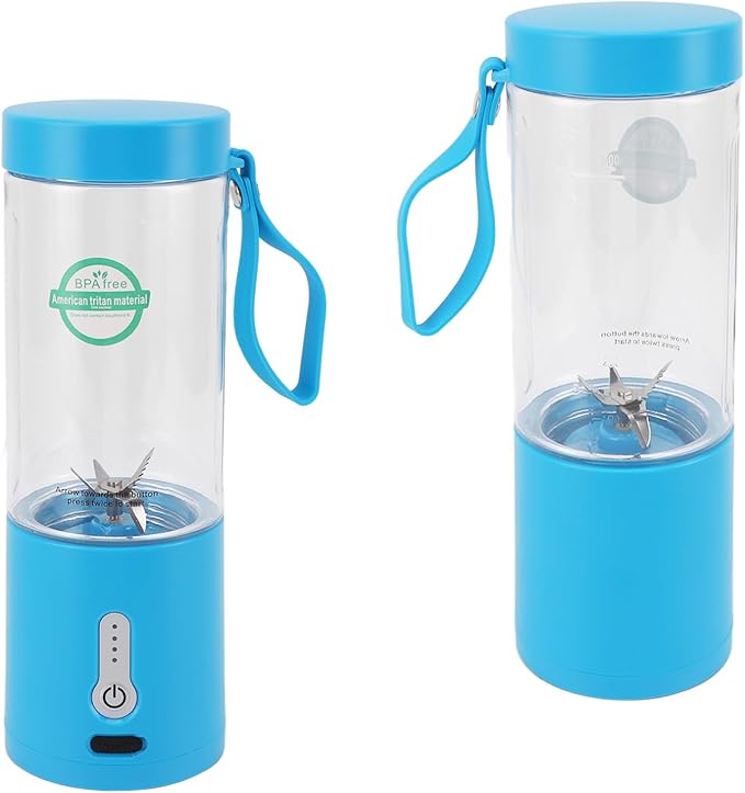 GLOGLOW High Speed Blending 20000RPM 6 Stainless Steel Blades USB Rechargeable Battery 530ml Electric Juicer Cup for Home Office Travel Camping with Portable Handle Design