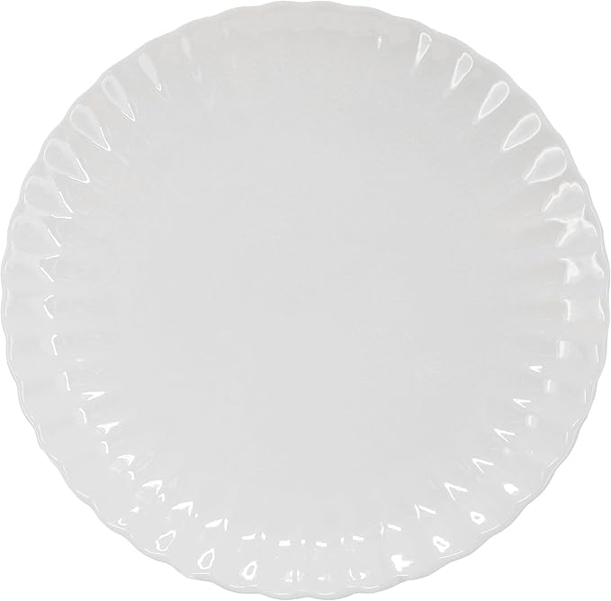 Elama Jane 16 Piece Scalloped Double Bowl Porcelain White Dinnerware Set Serveware Tableware Bowls Plate Set (Jane)