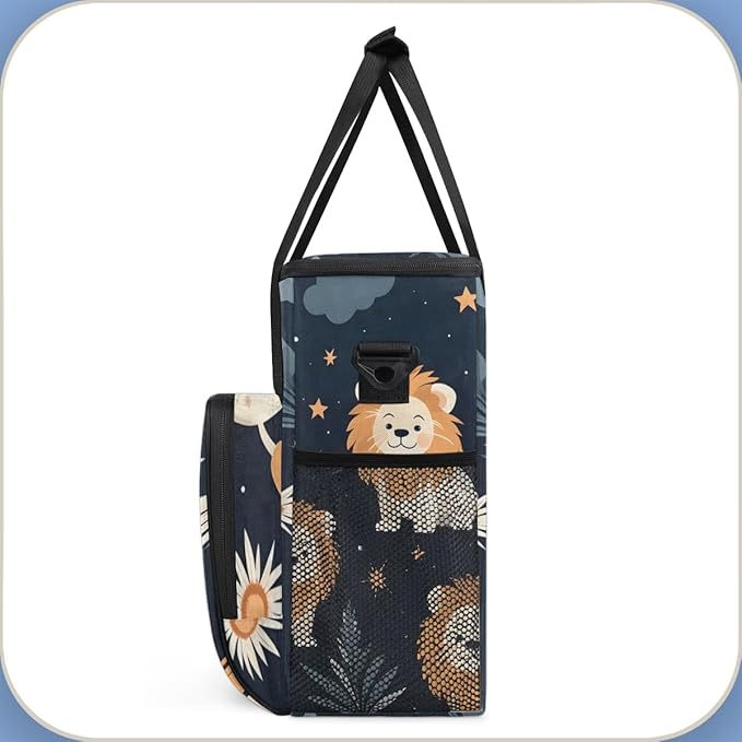 Cartoon Lion Coffee Maker Carrying Bag Cute Lion Travel Storage Bag Compatible with K-Mini or K-Mini Plus Single Serve Coffee Brewer Carrying Case with Multiple Pockets &amp Shoulder Strap