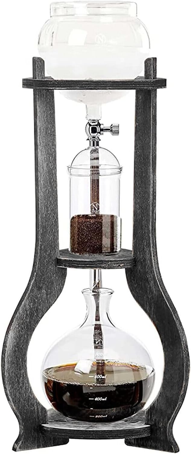 Xuthusman 600ml Durable Glass Iced Coffee Cold Brew Pot Coffee Filter Drip Tower Coffee Maker Coffee Filter Pot 6-8 Cup (Gray)