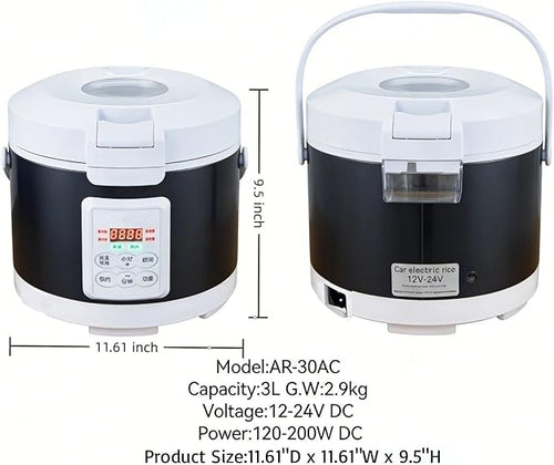 12V/24V Rice Cooker 3L Multifunctional Portable Rice Stove for Car/Truck with Steam Tray Heating and Keep Warm Function Dark Blue(30AC)