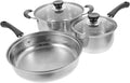 PRETYZOOM 3-Piece Stainless Steel Cookware Set Soup Pot Milk Pan Frying Pan Sturdy Kitchen Essentials for Daily Cooking Compatible Induction Cooktops Dishwasher Safe