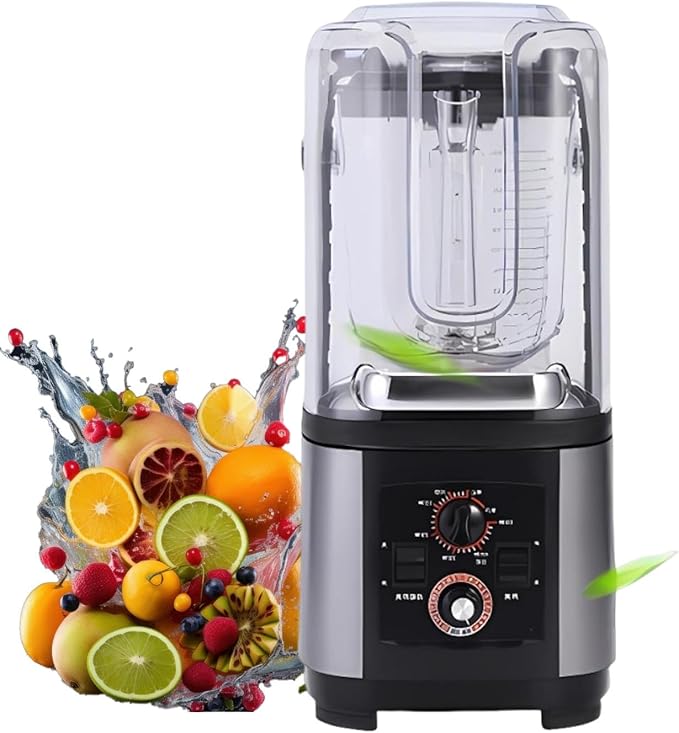 Quiet Shield Blender 2200W Commercial Grade with 2L Jar FastIce Crushing Self Cleaning Variable Speed Heavy Duty Smoothie Maker