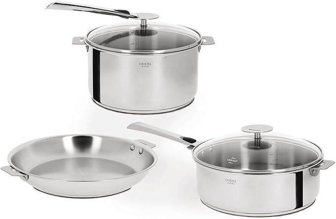 Cristel ST7CAKP 7 Piece set with Polished Stainless Handles Silver