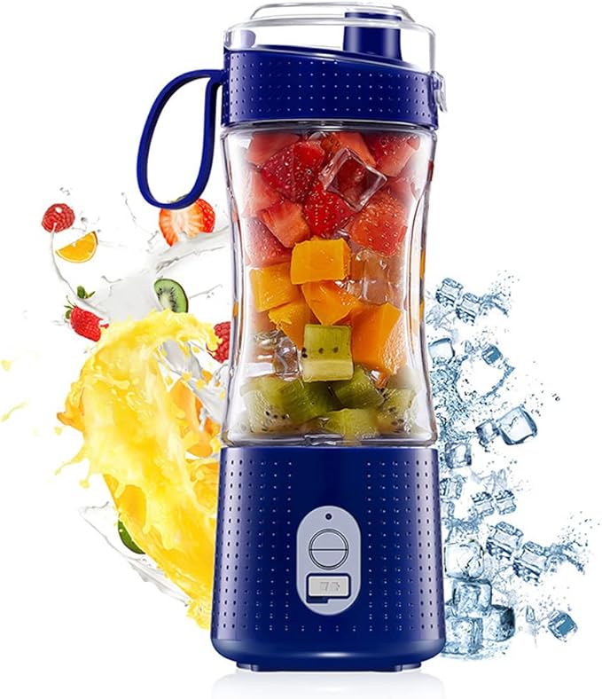 Portable Blender for Shakes and Smoothies Size Single Serve Travel Fruit Juicer Mixer Cup with Reable 4000mAh USB Reable Battery Small Electric Individual Mini Blender for Juice